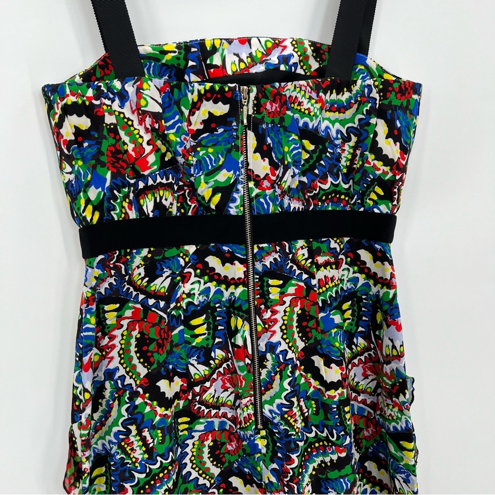 NWT Saloni Dana Silk Crepe Ruffle Floral Bodycon Midi Dress Holi Marina Beaded 2 - Picture 4 of 11